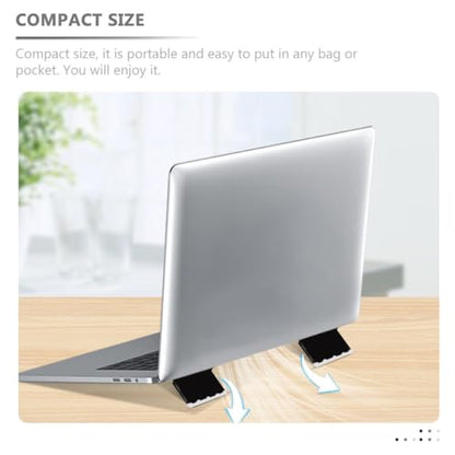 KALLORY 2pcs Portable Laptop Stand Cooling Riser for Notebooks, Foldable Adjustable Black Laptop Rack with Ventilated Support Feet for Desk and Travel Use