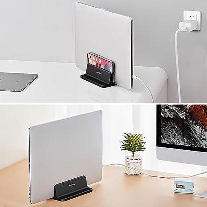 JARLINK Vertical Laptop Stand, Adjustable Aluminum Desktop Holder, Black - color: Black, size: 1-slot