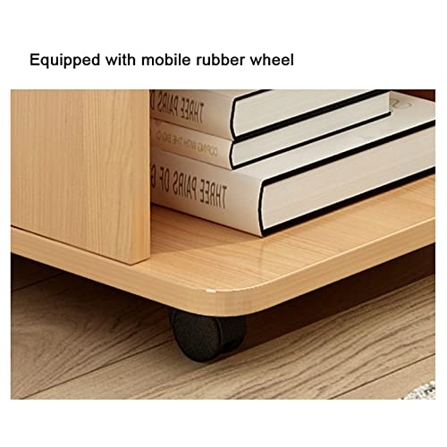 Printer Stand Wooden Movable Laser Printer Stand, 2-Tier Mobile Machine Cart with Open Storage, Heavy Duty Storage Rack for Office and Home, Log Color Multifunctional Stand