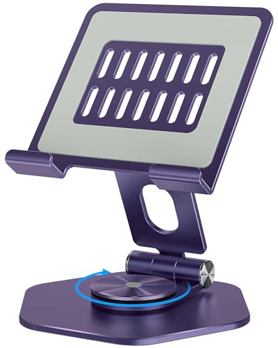 Tablet Stand, Aluminum Desktop Holder, Compatible with 5-12.9" iPad, Purple - color: Purple