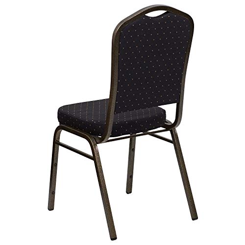 Flash Furniture Hercules Fabric Crown Back Stackable Banquet Chair, Black | Gold Vein Frame, Fabric Upholstery - color: Black Patterned Fabric/Gold Vein Frame, size: Set of 1