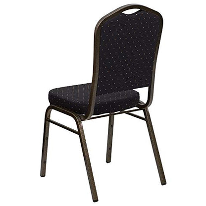 Flash Furniture Hercules Fabric Crown Back Stackable Banquet Chair, Black | Gold Vein Frame, Fabric Upholstery - color: Black Patterned Fabric/Gold Vein Frame, size: Set of 1
