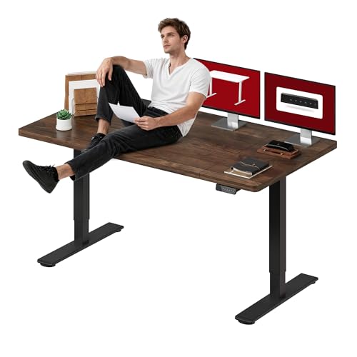 SANODESK Dual Motor 71''x 32'' Large Height Adjustable Standing Desk | Sit Stand Desk with Splice Board for Home Office, Ergonomic Computer Workstation, Study & Gaming,Black Frame/Black Walnut Top - color: Black Frame/Black Walnut Top, size: 71x32