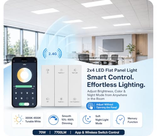 AIKVSXER 2x4 LED Flat Panel Light with App & Wireless Switch Control 6Pack