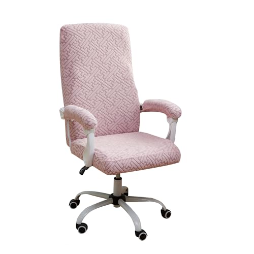FORCHEER Large Office Chair Cover with Armrest Cover Pink Jacquard Stretch Computer Chair Covers with Long Arm Rest Slipcovers Washable - color: Jacquard-pink, size: Large+Chair-Arm Cover