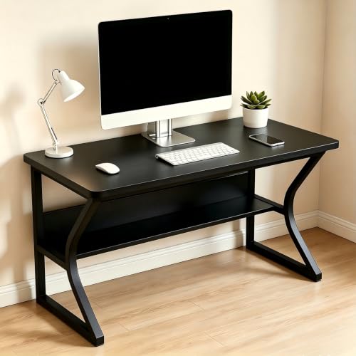Office Desk with Storage Shelf - 31.4" Computer Writing Desk - color: Black, size: 31.4 x 19.7