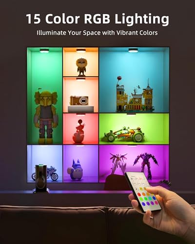 EZVALO RGB Under Cabinet Puck Lights with Remote, Motion Sensor Lights - color: Black