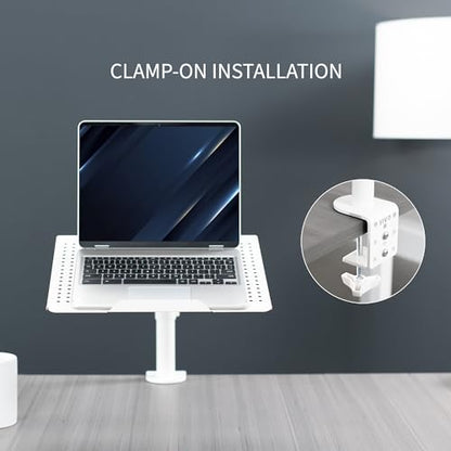 VIVO Single Laptop Notebook Desk Mount Stand, Fully Adjustable Extension with C-clamp, Fits up to 17 inch Laptops, White, STAND-V001LW