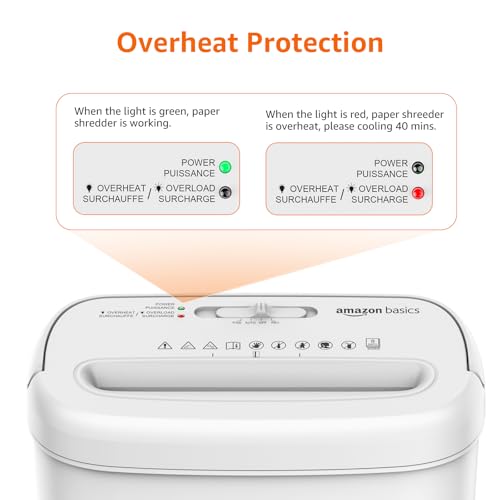 Amazon Basics 8-Sheet Cross Cut Paper and Credit Card Shredder for Security, Heavy Duty, White - color: White, size: 8 Sheet