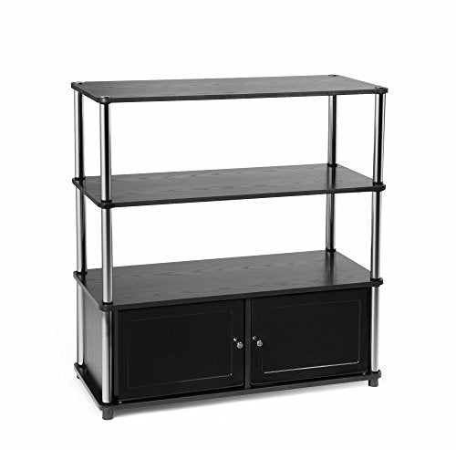 Convenience Concepts Designs2Go Highboy TV Stand with Storage Cabinets and Shelves for TVs up to 40 Inches, Black - color: Black