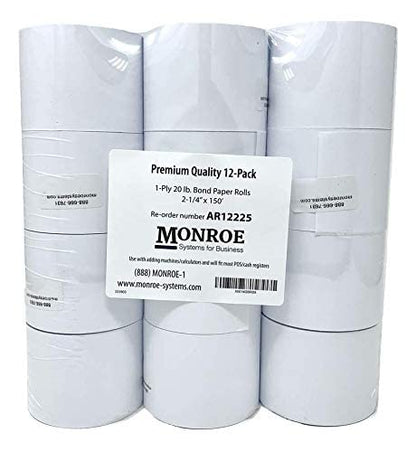 (48) Top of the Line Monroe Systems for Business Single-Ply Bond Paper Rolls, 20lb. - size: 48 Rolls