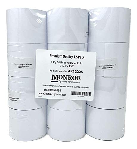 (96) Top of the Line Monroe Systems for Business Single-Ply Bond Paper Rolls, 20lb. - size: 96 Rolls