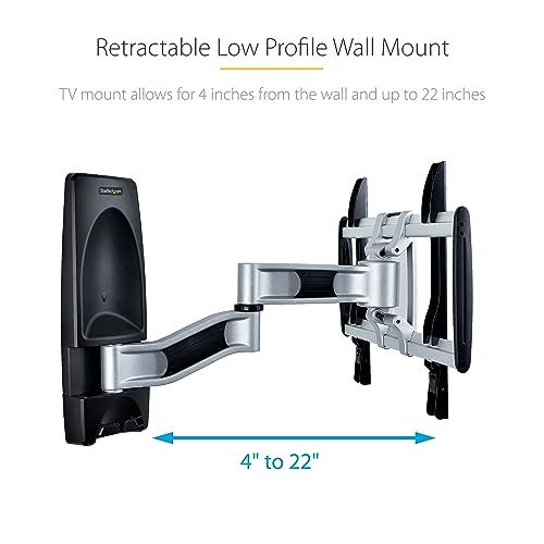 StarTech Articulating TV Wall Mount 65in, VESA, Corner (TV-WALL-MOUNT-65FS) | Supports 65 inch/99lb/Flat/Curved TVs, VESA Wall Mount, Retractable Low Profile Wall Mount TV Bracket - size: 26"-65", style: Full-Motion