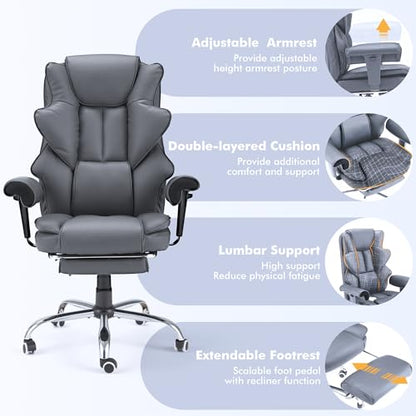 HOMREST Heated Massage Executive Office Chair with Foot Rest,Slate Grey - color: Slate Gray‌