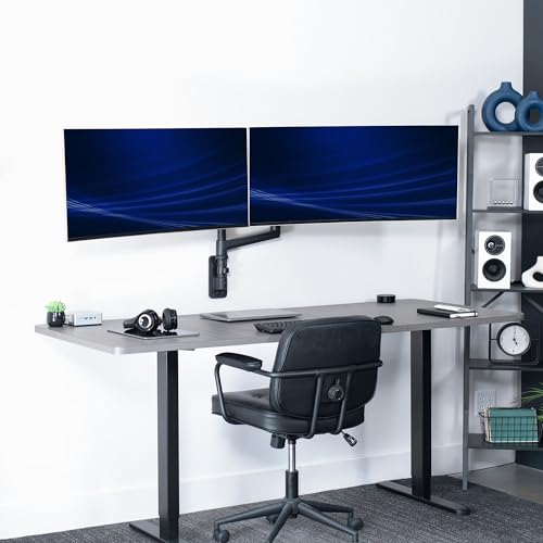 VIVO Pneumatic Arm Dual Ultrawide Monitor Wall Mount for Up to 49 inch Screens, Holds 2 Ultra Wides Up to 33.5 lbs Each, Black, MOUNT-V120K - size: Dual Mount, style: Wall Mount