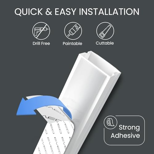 Cord Covers for Wires on Wall - 300in Cable Management Cable Hider - Cord Hiders for TV On Wall - Paintable Cable Concealer - Wire Covers for Cords - 20X (L16 x W0.95 x H0.5) - Medium | White - color: White, size: 300" - Medium