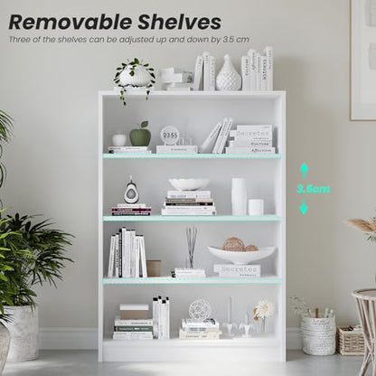 Farini 48 Inch Tall Bookcase,4 Shelf Bookshelves,Adjustable Bookshelf for Home Office,White - color: White, size: 4 shelf