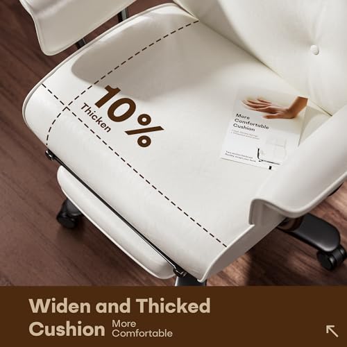SeekFancy Reclining Criss Cross Office Chair with Wheels & Arms, White - color: White