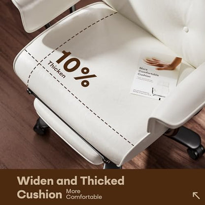 SeekFancy Reclining Criss Cross Office Chair with Wheels & Arms, White - color: White