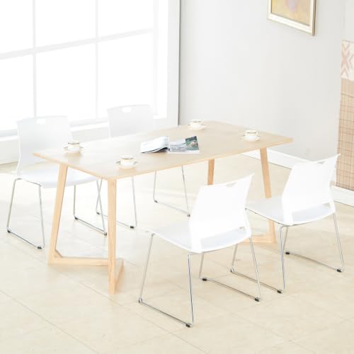 Stackable Chairs Set of 4 for Break Waiting Room Conference Church, White - color: White, size: 4 pack