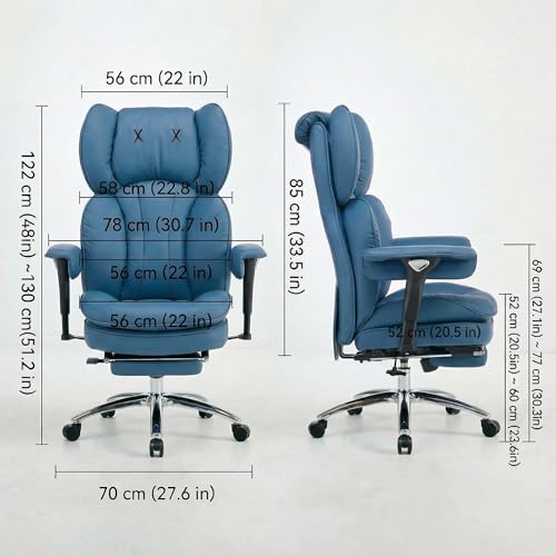 Big & Tall Office Chair, 400lbs Executive Chair with Footrest, Blue - color: Blue