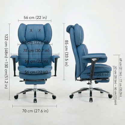 Big & Tall Office Chair, 400lbs Executive Chair with Footrest, Blue - color: Blue