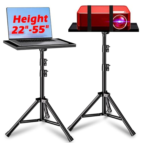 Projector Stand, 33LB Load Bearing & 22-55" Height Adjustable, for Projector/Laptop/DJ Gear, Outdoor/Office/Studio - Stable Base (Black) - color: black