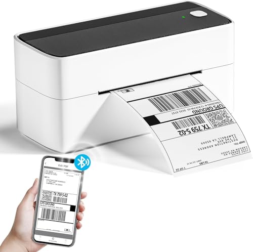 Phomemo Thermal Shipping Label Printer 241BT Black White | Wireless Label Printer for Small Business and Shipping Package, Compatible with iPhone, Android, Shopify, Amazon, USPS - color: White