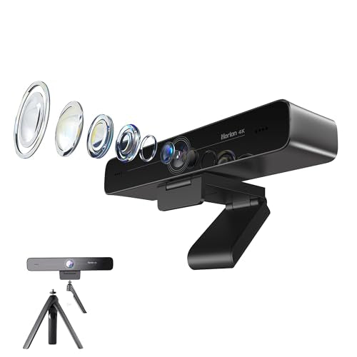 Horion 4K Conference Camera with Microphone, Auto Framing Camera for PC, 10X EPTZ Zoom, Plug & Play USB 3.0,Video with Dual AI Noise-Canceling Mic, for Video Conference, Streaming, PC/Mac/Linux, HC-5M