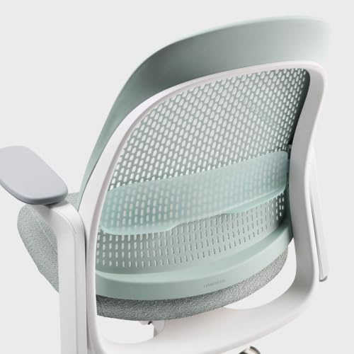 Haworth Breck Ergonomic Office Chair, Home Office Desk Chair, Agave | Computer Desk Chair with Height-Adjustable Lumbar Support, White Trim, Duo-Tone Hard Casters, and 4D-Arms - color: Agave, style: White Trim