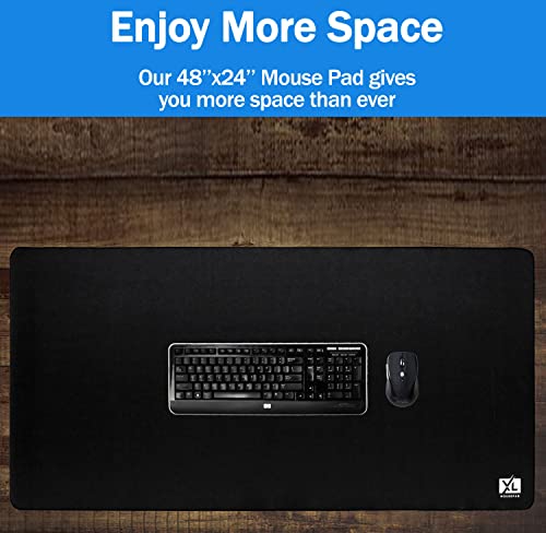 3XL Huge Mouse Pads Oversized (48''x24'') - Extra Large Gaming XXXL Mousepad for Full Desk - Super Thick Nonslip Rubber Base and Waterproof Desktop Keyboard Extended Mouse Mat (Black, XXX-Large) - size: 3XL (48'' x 24'')