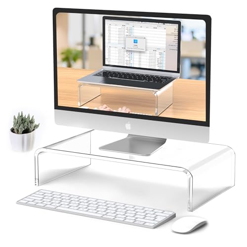 Acrylic Monitor Stand Riser Clear Laptop Stand Riser L12.5 xW7.5 xH4 - size: 12.5''