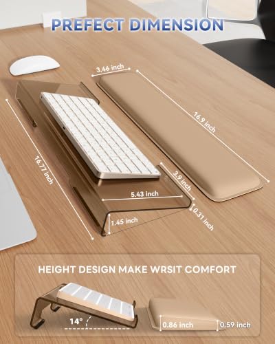Laborio Computer Keyboard Wrist Rest, Keyboard Riser Stand for Desktop - color: Coffee