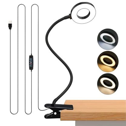 LED Desk Lamp with Clamp, Clip on Book Light for Reading
