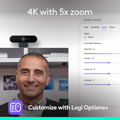Logitech Brio 4K Webcam,VideoCalling,Noise-Cancelling mic,HD Auto Light Correction,Wide Field of View,Works with Microsoft Teams,Zoom,Google Voice,Google Meet,PC/Mac/Laptop/MacBook/Tablet (Pack of 4) - size: (Pack of 4)