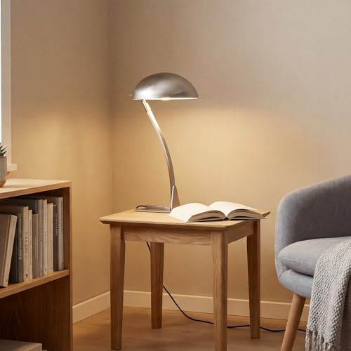 18.4" Metal Desk Lamp Modern Industrial Table Lamp, Adjustable Neck Architect Lights (3000K) with On/Off Switch, Bedside Reading Lamps for Office Bedroom Study Room Side Table (Nickel) - color: Brushed Nickel