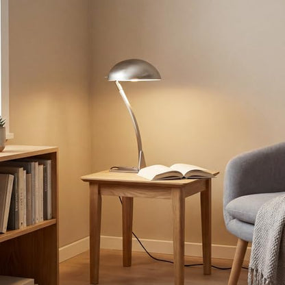 18.4" Metal Desk Lamp Modern Industrial Table Lamp, Adjustable Neck Architect Lights (3000K) with On/Off Switch, Bedside Reading Lamps for Office Bedroom Study Room Side Table (Nickel) - color: Brushed Nickel