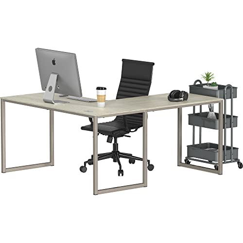 SHW Mission 55 x 60 L-Shape Home Office Computer Desk, Maple - color: Maple, size: 55-Inch L-Shaped