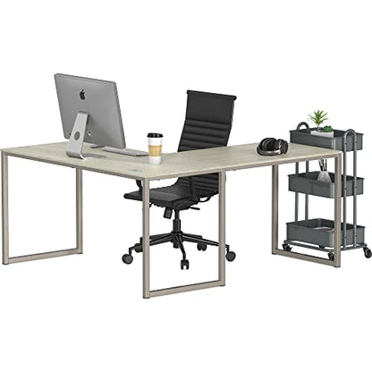 SHW Mission 55 x 60 L-Shape Home Office Computer Desk, Maple - color: Maple, size: 55-Inch L-Shaped