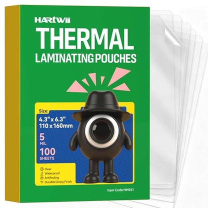 100 Pack Thermal Laminating Pouches 4.3x6.4Inches 5mil Laminating Sheets for Photo Card Documents, Clear Rounded Corner, Crystal Clear, Dry-Erase Friendly, Compatible with Laminators - size: 4.3x6.4"_5mil