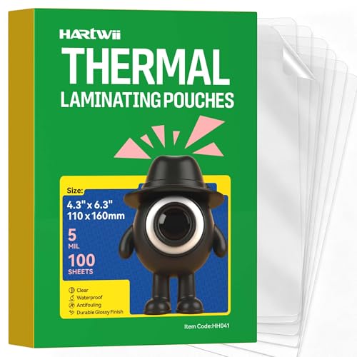 100 Pack Thermal Laminating Pouches 4.3x6.4Inches 5mil Laminating Sheets for Photo Card Documents, Clear Rounded Corner, Crystal Clear, Dry-Erase Friendly, Compatible with Laminators - size: 4.3x6.4"_5mil