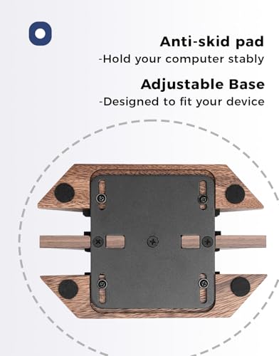 Dual Laptop Holder Adjustable Vertical Laptop Stand, 2 Slots MacBook Stand Wood,Wooden Laptop Stand,Vertical Laptop Holder for Desk, Widen Dock Fits All MacBook/Surface pro - color: 2 slot walnut
