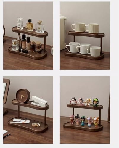 Bamboo Desktop Organizer Shelf – 2-Tier Wooden Storage Rack for Perfume, Makeup, Coffee Mugs – Natural Bamboo Display Stand for Vanity, Bathroom, Office (12.5” x 6.5” x 7.5”)