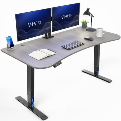 VIVO Dark Gray 63 x 32 in Standing Desk, DESK-KIT-2EBG - color: Dark Gray Top / Black Frame, size: 63 x 32 inch