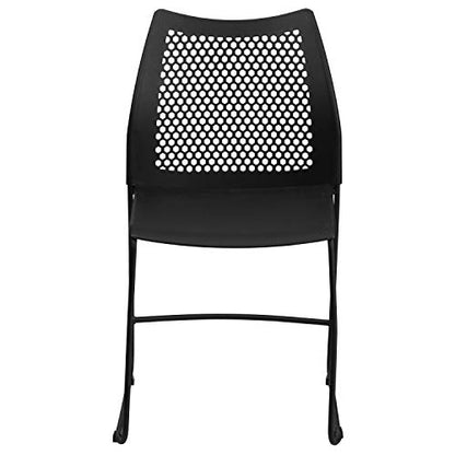 EMMA + OLIVER Home and Office Black Sled Base Stack Chair with Air - color: Black