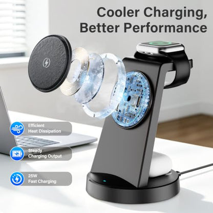 25W Magnetic Fast 3 in 1 Charging Station Wireless Charger Stand