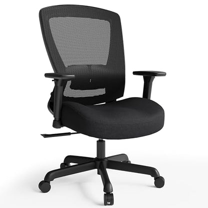 ELABEST Mesh Office Chair,Ergonomic Computer Desk Chair,Sturdy Task Chair- Adjustable Lumbar Support & Armrests,Tilt Function,Comfort Wide Seat,Swivel Home Office Chair (Noir Black (Padded Seat)) - color: Noir Black (Padded Seat)