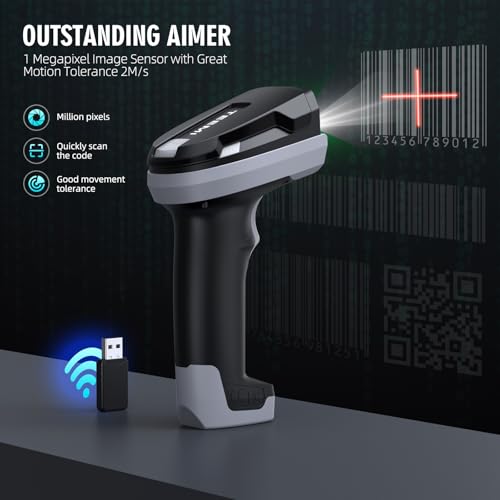 TEEMI 2D Bluetooth Barcode Scanner, Industrial Rugged Handheld Reader, High-Resolution Megapixel Sensor, Easy Battery Swap, Advanced Data Parsing, Wireless QR Code Scanner (Scanner Only) - size: Scanner Only