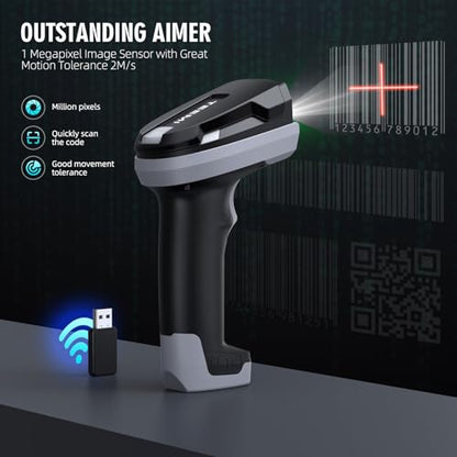TEEMI 2D Bluetooth Barcode Scanner, Industrial Rugged Handheld Reader, High-Resolution Megapixel Sensor, Easy Battery Swap, Advanced Data Parsing, Wireless QR Code Scanner (Scanner Only) - size: Scanner Only