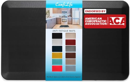 ComfiLife Anti Fatigue Floor Mat – 3/4 Inch Thick Kitchen Mats for Floor, Standing Desk Mat, Kitchen Rug – Comfort at Home, Office – Durable – Stain Resistant – Non-Slip Bottom (20" x 39", Black) - color: Black, size: 20" x 39"